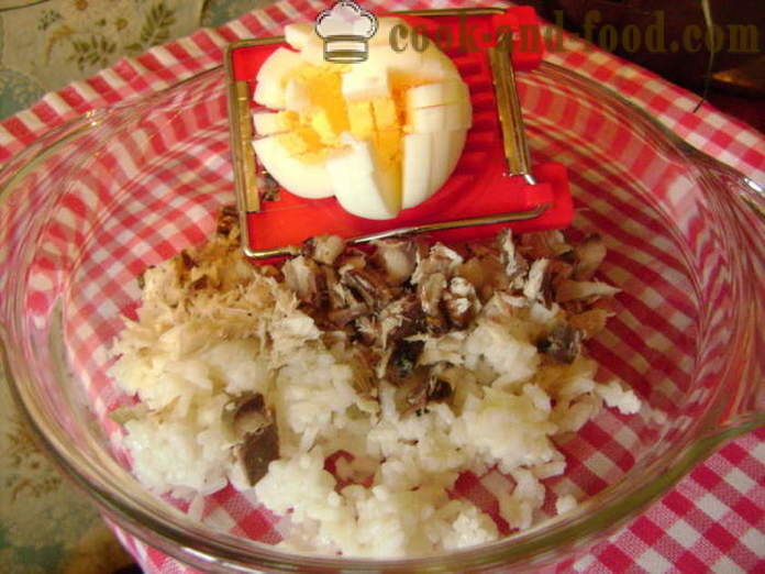 Απλή σαλάτα ψάρι με ρύζι και αυγό - πώς να μαγειρεύουν ψάρι σαλάτα με ρύζι, ένα βήμα προς βήμα φωτογραφίες συνταγή