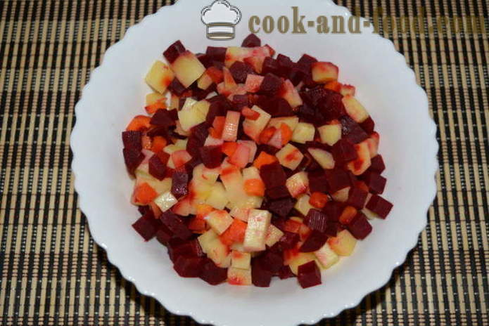 Βινεγκρέτ σε multivarka αρακά, τα αγγούρια - πώς να μαγειρεύουν σαλάτα σε multivarka, βήμα με φωτογραφίες βήμα συνταγή