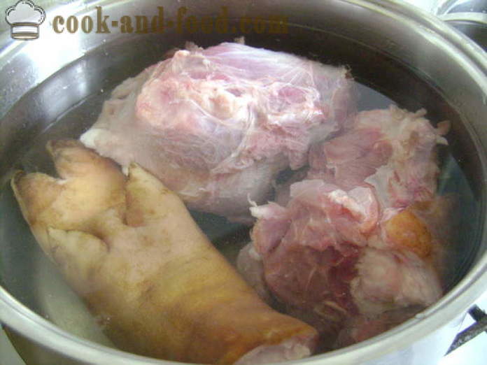 Ζελέ με βάση το κρέας και σπιτικά Brawn - για την προετοιμασία ζελατινοποιημένου με βάση το κρέας και δύναμη να κάνει στο σπίτι, βήμα προς βήμα φωτογραφίες συνταγή