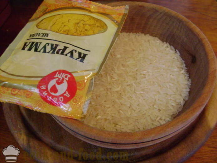 Βρασμένο ρύζι με κουρκούμη - πώς να μαγειρεύουν ρύζι με κουρκούμη, ένα βήμα προς βήμα φωτογραφίες συνταγή