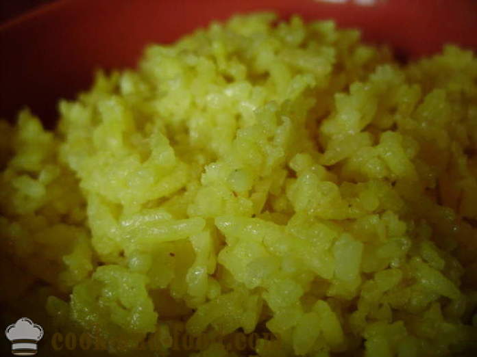 Βρασμένο ρύζι με κουρκούμη - πώς να μαγειρεύουν ρύζι με κουρκούμη, ένα βήμα προς βήμα φωτογραφίες συνταγή