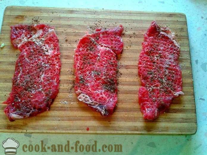 Ρολά με βάση το κρέας στο τηγάνι - πώς να μαγειρεύουν ρολά κρέας με γέμιση, ένα βήμα προς βήμα φωτογραφίες συνταγή