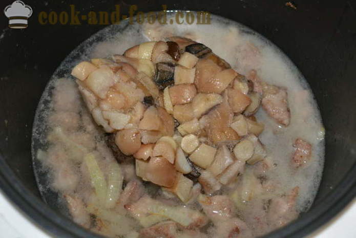 Χοιρινό με μανιτάρια σε multivarka όπως το γκούλας - πώς να μαγειρεύουν χοιρινό με μανιτάρια στο multivarka, βήμα προς βήμα φωτογραφίες συνταγή