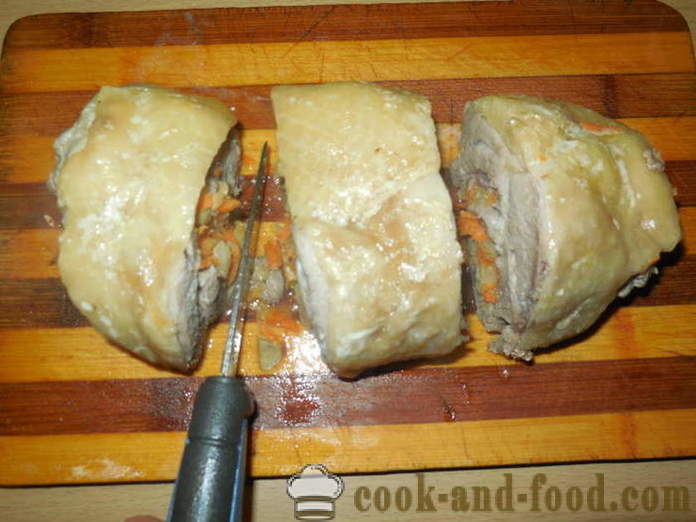 Ψητή γαλοπούλα ρολό μηρό με μανιτάρια - πώς να μαγειρεύουν ένα ρολό γαλοπούλας στο φούρνο, με μια βήμα προς βήμα φωτογραφίες συνταγή