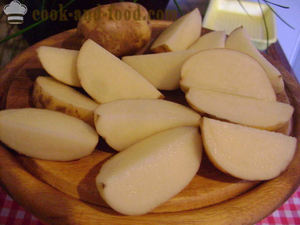 Πατάτες στο φούρνο με κρούστα - όπως ψητά φέτες πατάτας στο φούρνο, με μια βήμα προς βήμα φωτογραφίες συνταγή