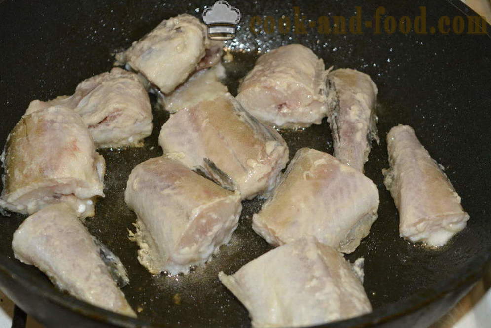 Pollack τηγανισμένα σε μια κατσαρόλα - όπως μπακαλιάρος τηγανίζουμε σε ένα τηγάνι, ένα βήμα προς βήμα φωτογραφίες συνταγή