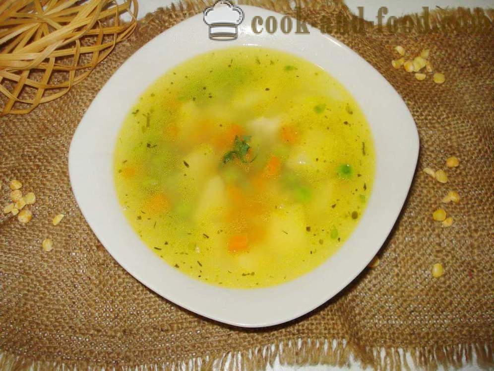 Lean σούπα με μπιζέλια με αρακά - πώς να μαγειρεύουν μπιζέλι σούπα νηστίσιμα γρήγορο, βήμα προς βήμα φωτογραφίες συνταγή