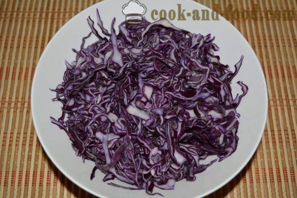 Απλή σαλάτα από κόκκινο λάχανο με μαγιονέζα - πώς να προετοιμάσει μια σαλάτα από κόκκινο λάχανο, ένα βήμα προς βήμα φωτογραφίες συνταγή