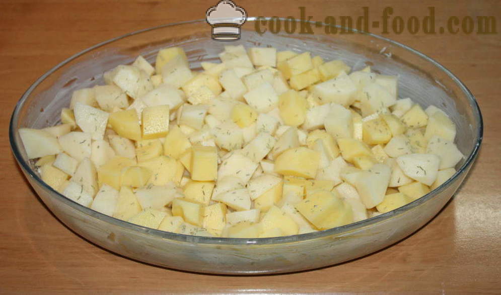 Πατάτες φούρνου με μανιτάρια σε σάλτσα κρέμας - πώς να μαγειρεύουν πατάτες με μανιτάρια στο φούρνο, με μια βήμα προς βήμα φωτογραφίες συνταγή