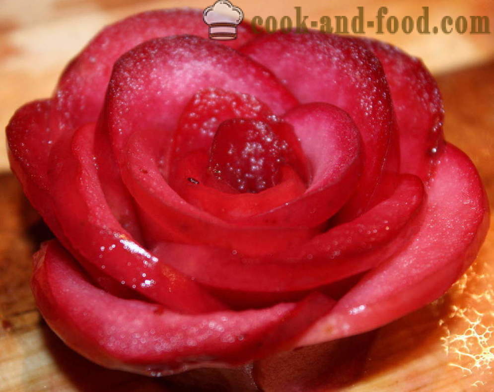 Συνταγή μήλων αυξήθηκε - πώς να κάνουν τα τριαντάφυλλα κέικ μήλου, βήμα προς βήμα φωτογραφίες συνταγή
