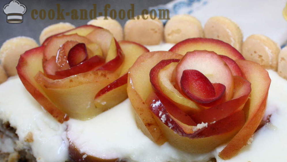 Συνταγή μήλων αυξήθηκε - πώς να κάνουν τα τριαντάφυλλα κέικ μήλου, βήμα προς βήμα φωτογραφίες συνταγή