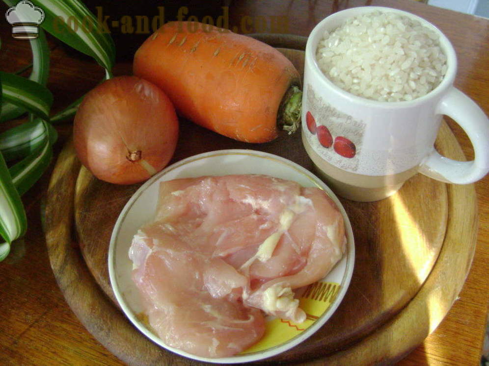 Πιλάφι με κοτόπουλο σε ένα ταψί - πώς να μαγειρεύουν ριζότο με κοτόπουλο, ένα βήμα προς βήμα φωτογραφίες συνταγή