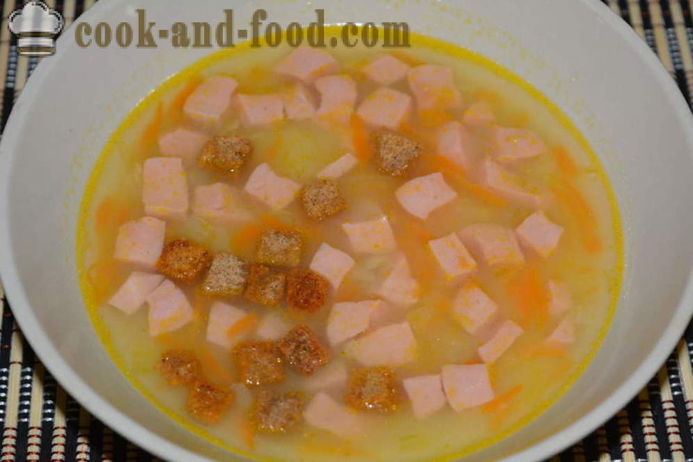 Σούπα πατάτας με κρουτόν και σαλάμι - πώς να κάνει σούπα από πατάτα, ένα βήμα προς βήμα φωτογραφίες συνταγή