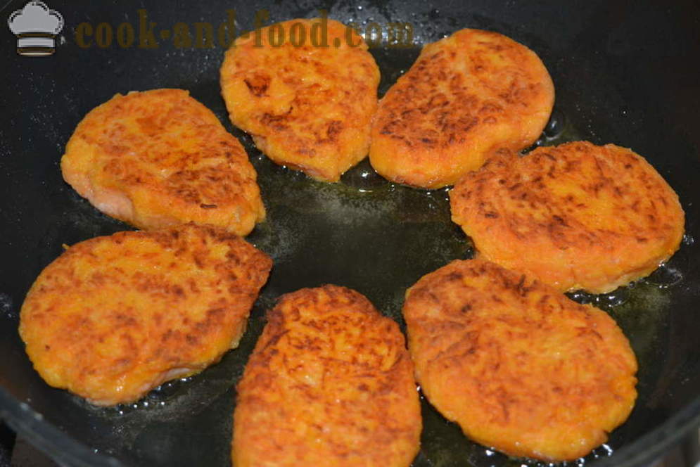 Κλασικό Καρότο μπιφτέκια με σιμιγδάλι, όπως στο νηπιαγωγείο - πώς να μαγειρεύουν μπιφτέκια μαγειρεμένα καρότα στο τηγάνι, συνταγή με βήμα προς βήμα φωτογραφίες