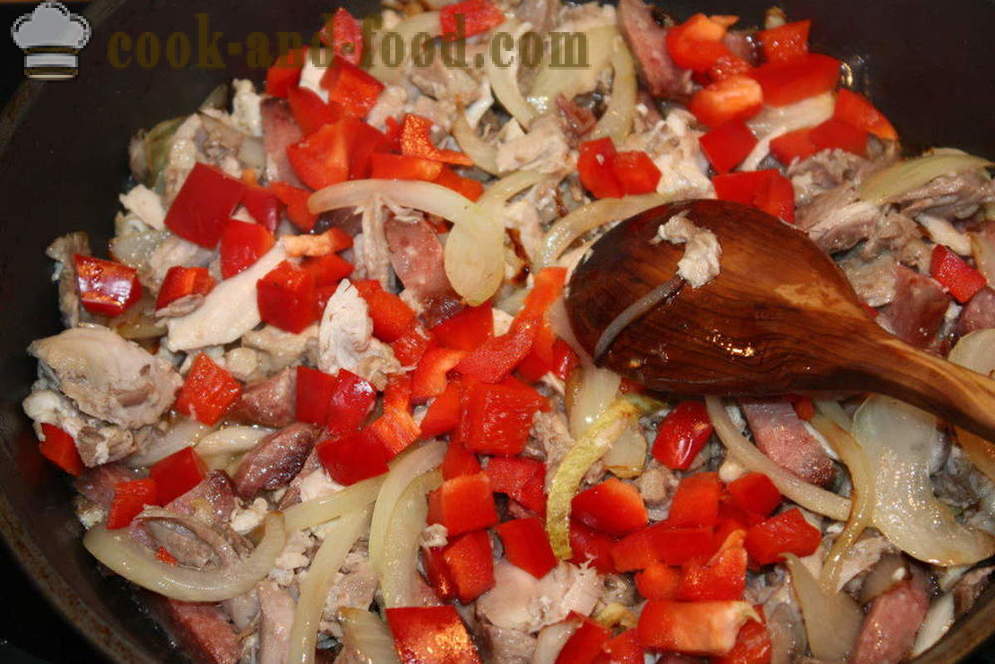 Κατσαρόλα με κοτόπουλο, μπέικον και τα πράσινα φασόλια στο φούρνο - πώς να κάνει μια κατσαρόλα στο φούρνο, με μια βήμα προς βήμα φωτογραφίες συνταγή