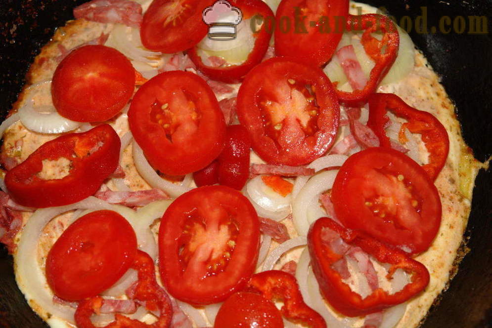 Άζυμο γρήγορη πίτσα στο τηγάνι για 10 λεπτά - πώς να μαγειρέψουν μια πίτσα στο τηγάνι γρήγορα, βήμα προς βήμα φωτογραφίες συνταγή