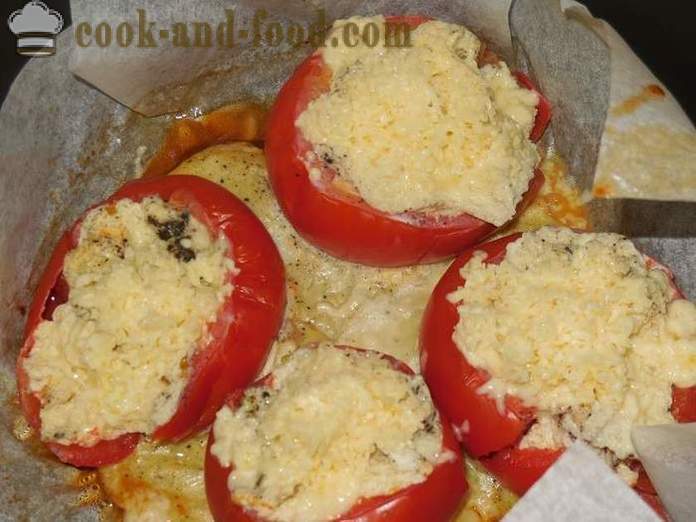 Πρωτότυπη ομελέτα ή ντομάτες σε ένα γευστικό ντομάτας με αυγό και τυρί - πώς να μαγειρεύουν ομελέτα, βήμα προς βήμα φωτογραφίες συνταγή