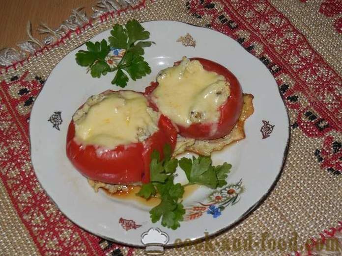 Πρωτότυπη ομελέτα ή ντομάτες σε ένα γευστικό ντομάτας με αυγό και τυρί - πώς να μαγειρεύουν ομελέτα, βήμα προς βήμα φωτογραφίες συνταγή