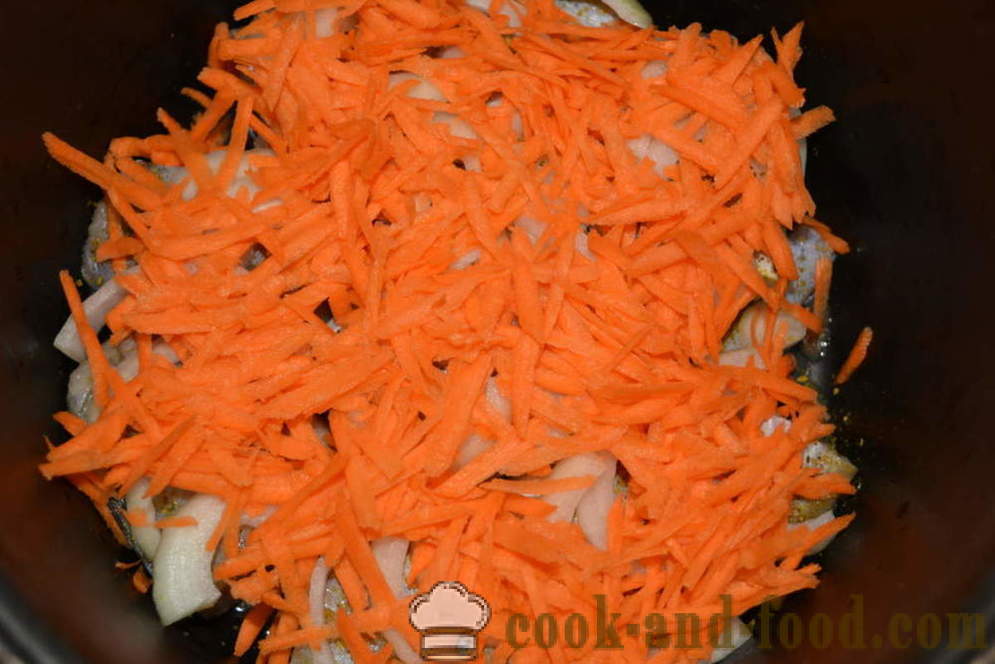 Pollock, βρασμένο με τα κρεμμύδια, τα καρότα και τις ντομάτες σε μαγιονέζα - βήμα προς βήμα πώς να μαγειρεύουν μπακαλιάρος στιφάδο με λαχανικά στο multivarka, τη συνταγή με μια φωτογραφία