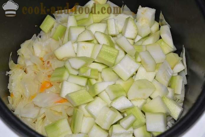 Λάχανο στιφάδο με λουκάνικα σε multivarka και τα κολοκυθάκια - πώς να μαγειρεύουν στιφάδο των multivarka λάχανο, βήμα προς βήμα φωτογραφίες συνταγή