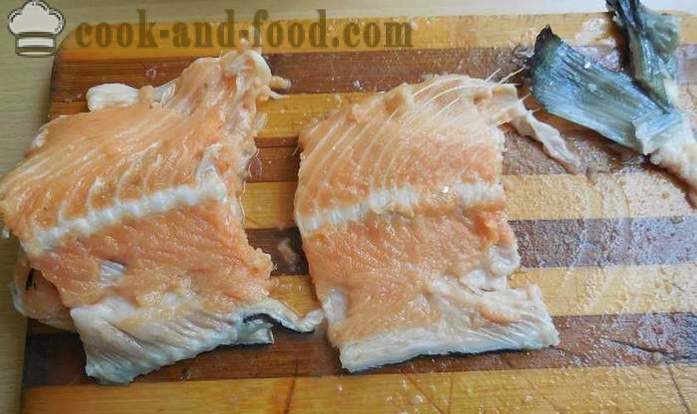 Πώς να τουρσί κορυφογραμμές κόκκινο ψάρι με ένα υγρό καπνό - ένα νόστιμο κορυφογραμμές συνταγή αλατισμένο σολομό, με φωτογραφίες