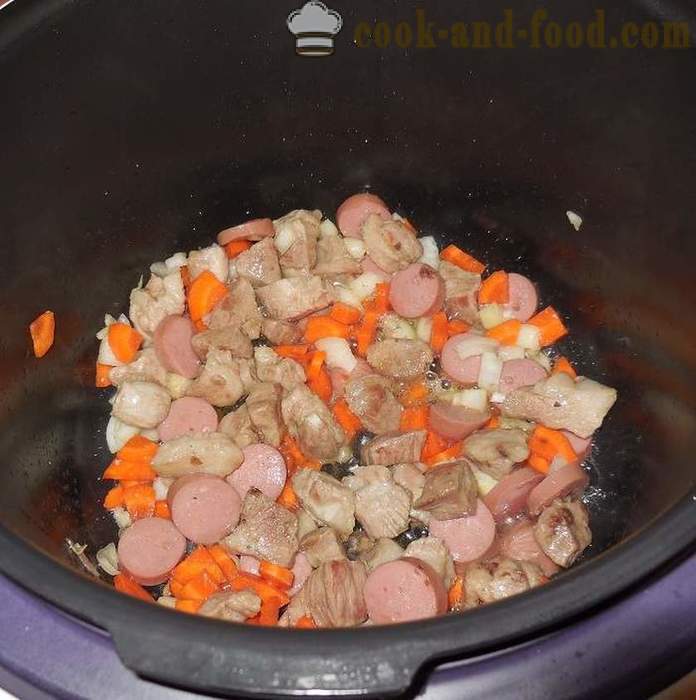 Σούπα με μπιζέλια σε multivarka, με βάση το κρέας και τα καπνιστά λουκάνικα - πώς να μαγειρεύουν σούπα με μπιζέλια - ένα βήμα προς βήμα φωτογραφίες συνταγή