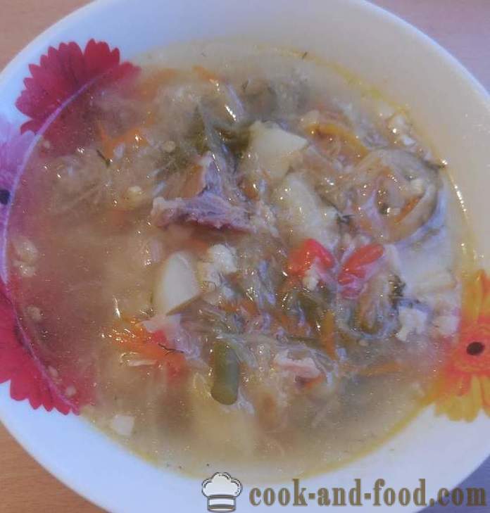 Σούπα λάχανο τουρσί σε multivarka - πώς να μαγειρεύουν σούπα με τη γλώσσα και ντυμένος με σκόρδο και το μπέικον, βήμα προς βήμα συνταγή με φωτογραφίες.