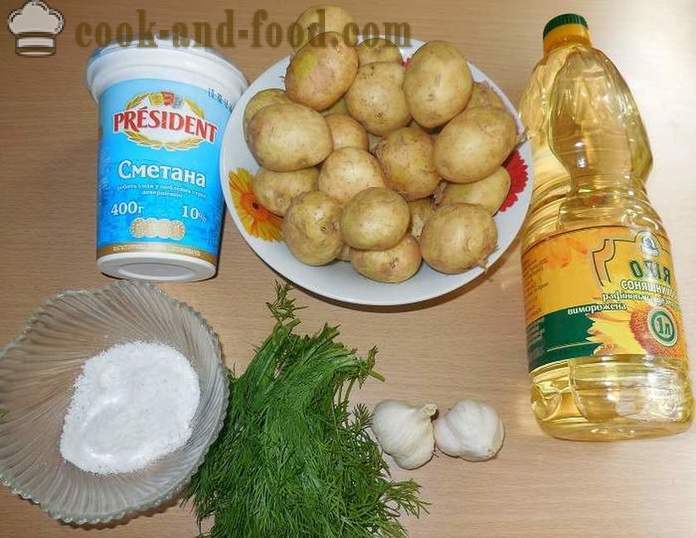 Νέοι πατάτες σε multivarka με ξινή κρέμα, άνηθο και το σκόρδο - βήμα προς βήμα τη συνταγή με φωτογραφίες και νόστιμο για να μαγειρέψουν νέες πατάτες