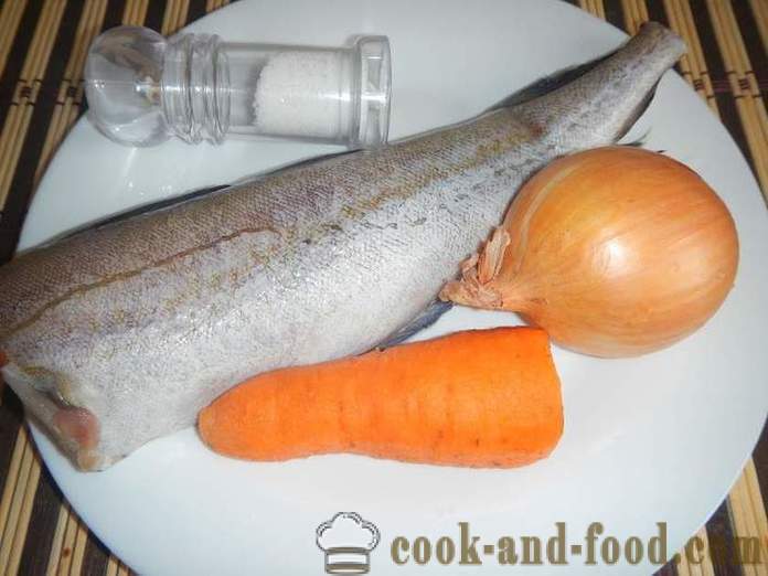Pollack νόστιμα ψητά με τα κρεμμύδια και τα καρότα - πώς να μαγειρεύουν μπακαλιάρος στο φούρνο - ένα βήμα προς βήμα φωτογραφίες συνταγή