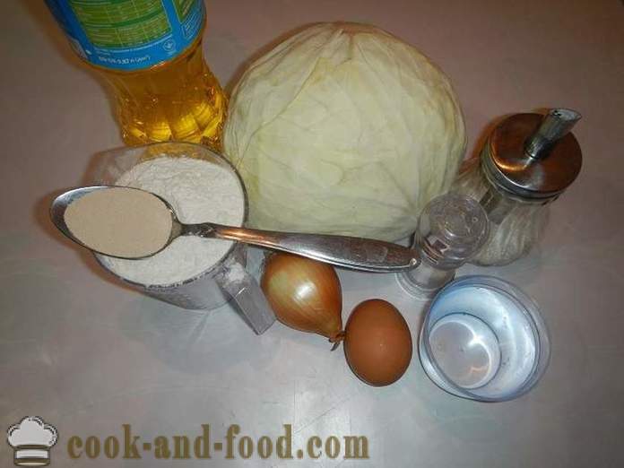 Κέικ ζύμης με λάχανο τηγανητά σε ένα τηγάνι - πώς να μαγειρεύουν τη ζύμη σαν πούπουλο και νόστιμο άπαχο γέμιση, βήμα προς βήμα φωτογραφίες συνταγή