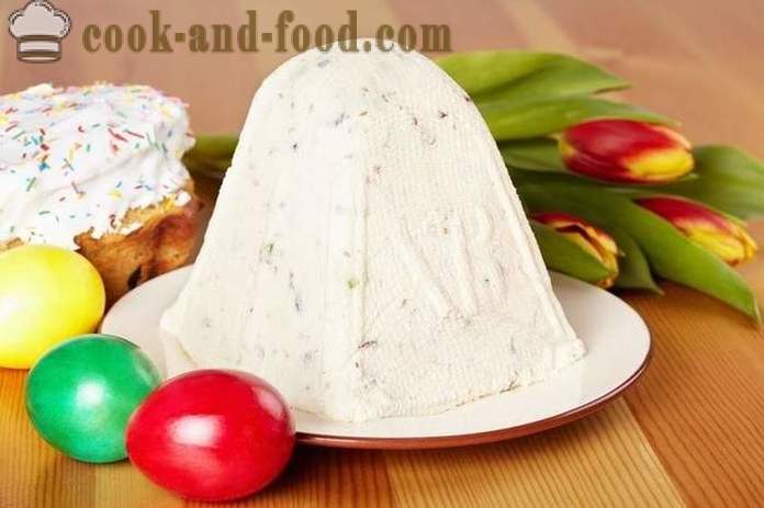 Πάσχα πηγμένο γάλα για τυρί κρέμα με σταφίδες και ζαχαρωμένα φρούτα - μαγείρεμα κρέμα Πάσχα στο σπίτι, μια απλή συνταγή