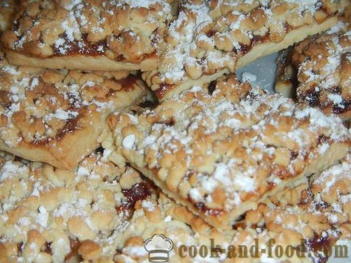 Μπισκότα κουλουράκι με μαρμελάδα και ψίχουλα από τη δοκιμή - πώς να μαγειρεύουν μπισκότα με ψίχουλα στην κορυφή, βήμα προς βήμα τη συνταγή τεμαχισμένο ζαχαροπλαστικής με φωτογραφίες.
