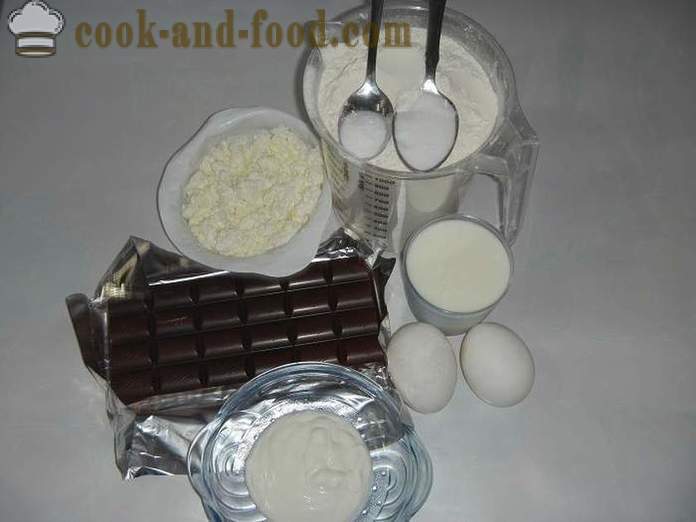 Νόστιμα ζυμαρικά με τυρί cottage στο πλαίσιο της σοκολάτας και καραμέλας - πώς να κάνει ζυμαρικά με τυρί cottage, βήμα προς βήμα φωτογραφίες συνταγή
