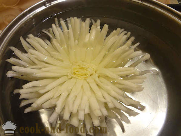 Σκάλισμα για αρχάριους λαχανικά: Chrysanthemum λουλούδι της κινέζικο λάχανο, φωτογραφίες