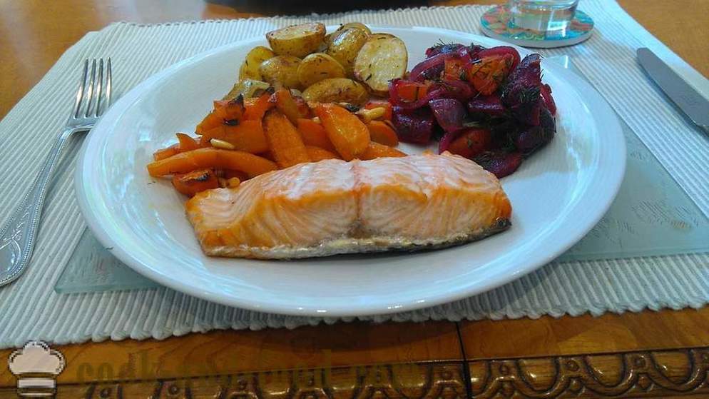 Ως αυτο-ψημένο ψάρι με λαχανικά - συνταγές βίντεο στο σπίτι